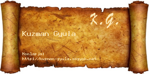 Kuzman Gyula névjegykártya